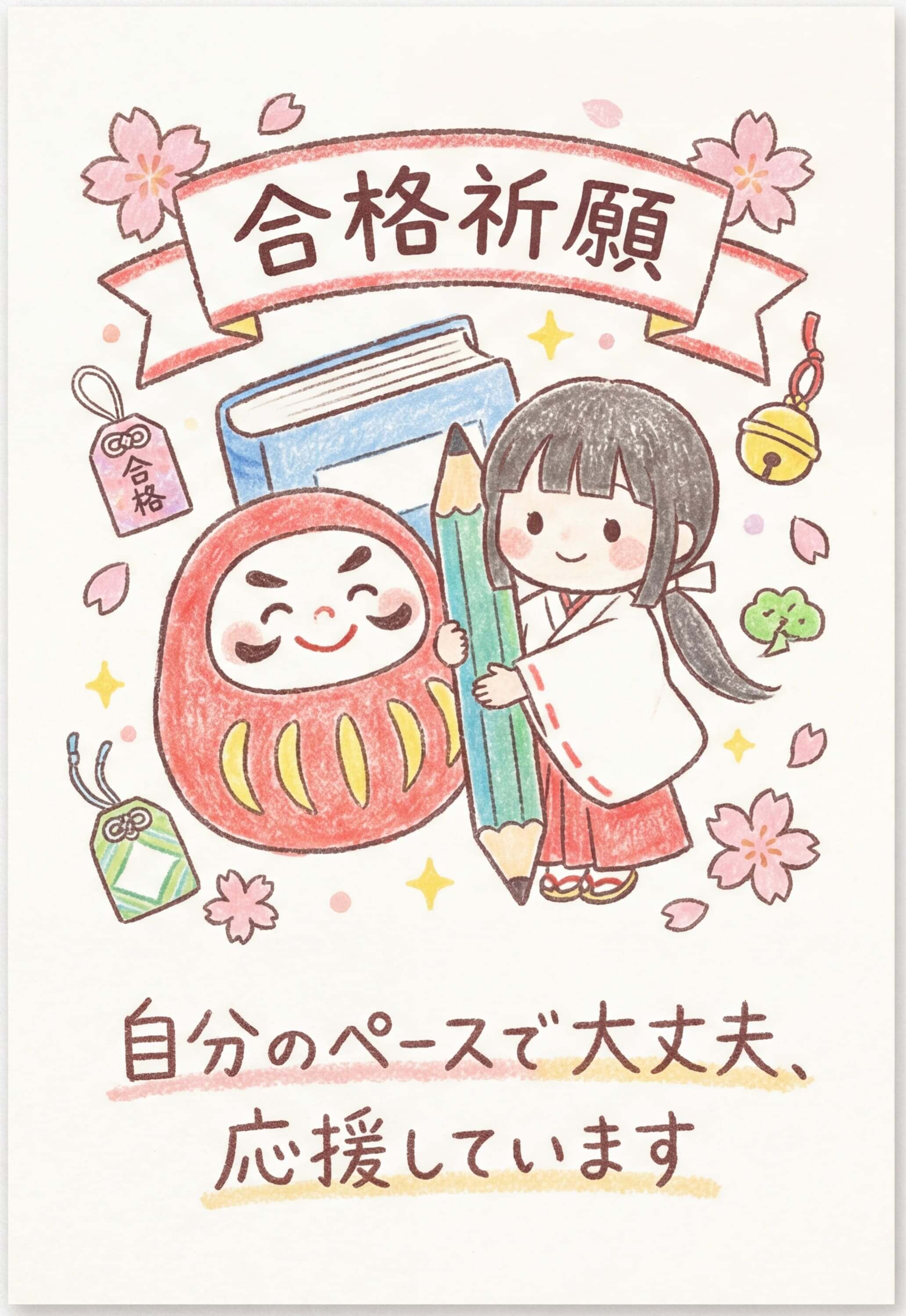 イラスト受験応援メッセージカード