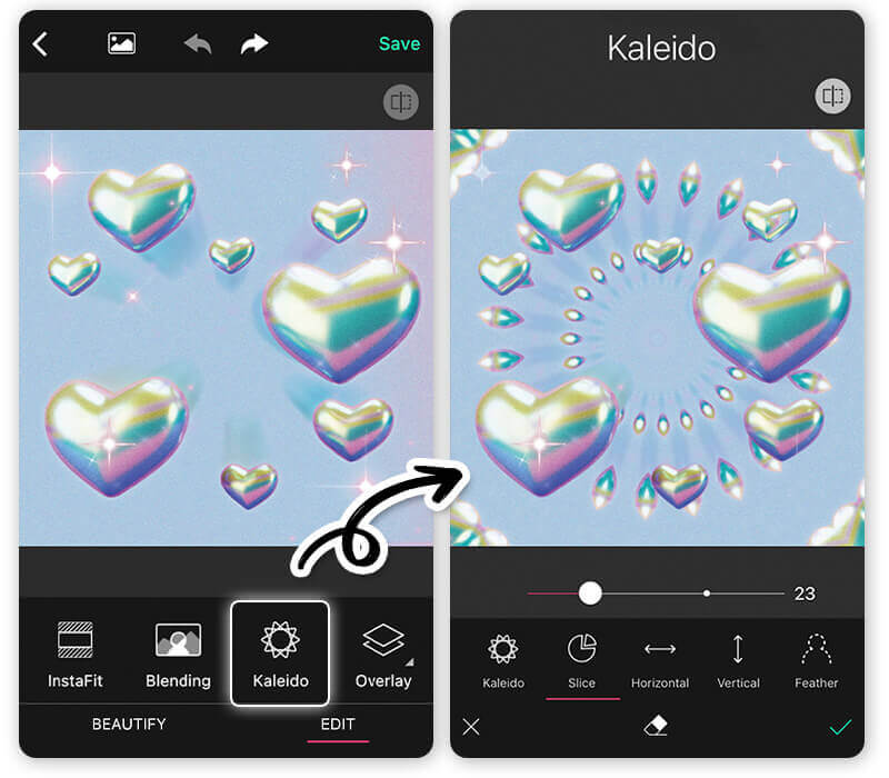 Add kaleidoscope effect to your Year in Review recap