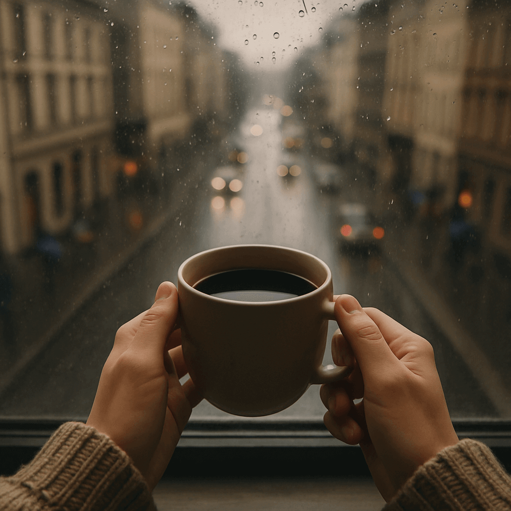 POV Rainy Coffee Moment POV Rainy Coffee Moment