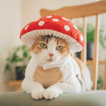 ペットの写真をキノコ猫に加工した画像