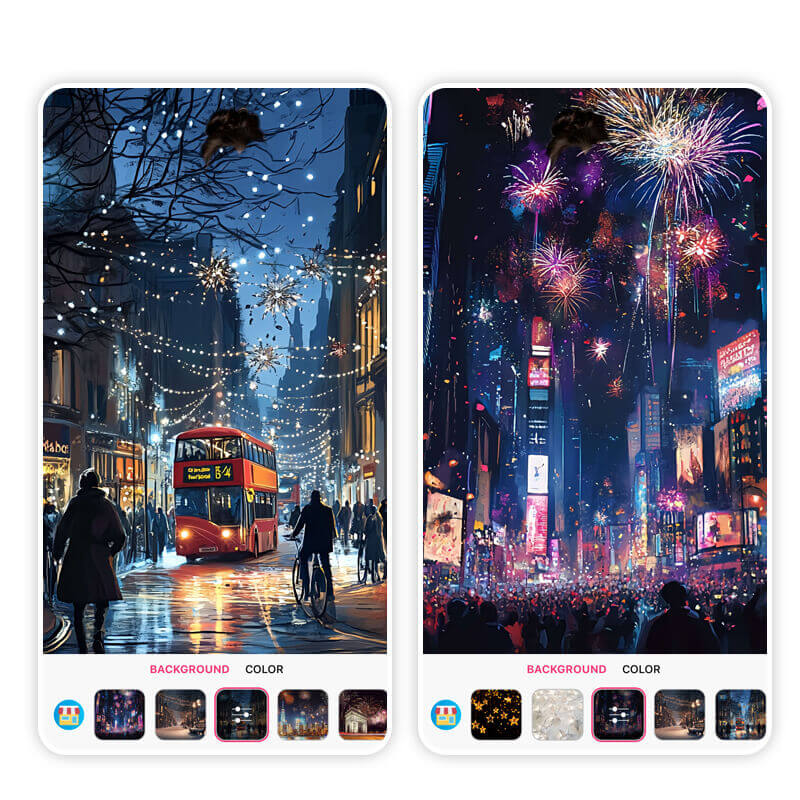 Capturez la magie de la veille du Nouvel An avec des arrière-plans photo de paysages urbains. Ajoutez des arrière-plans photo de paysages urbains d'hiver pour le Nouvel An dans vos photos.