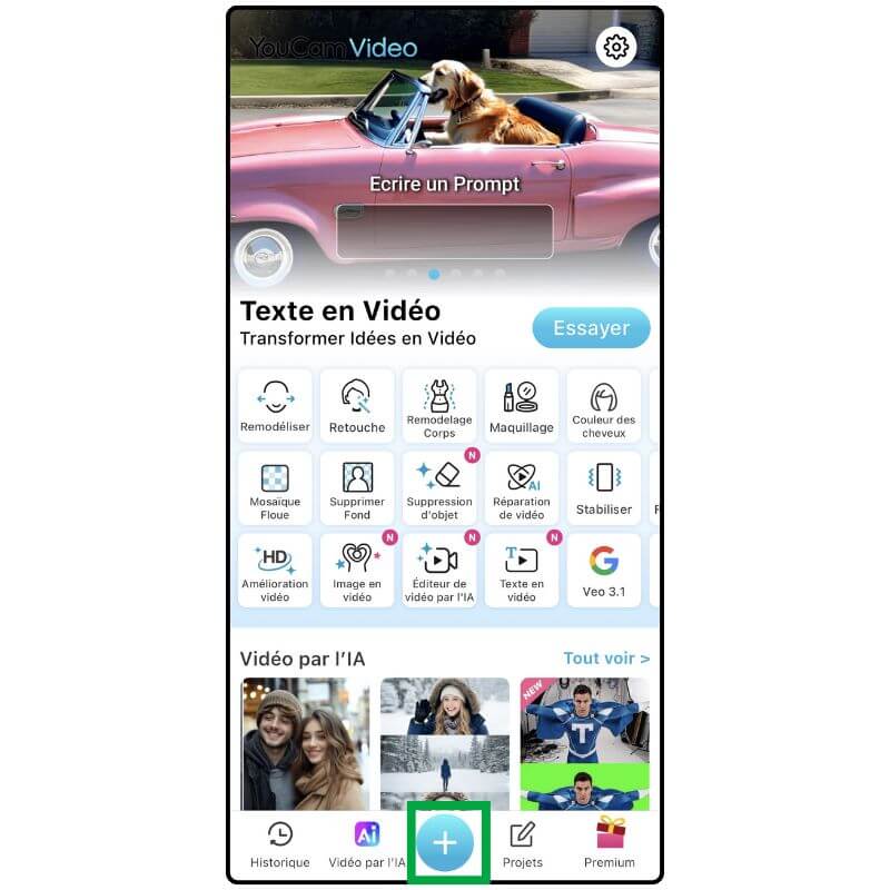 Importer video dans YouCam Video