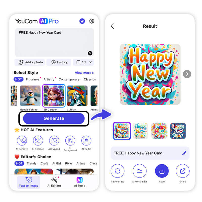 Ein KI-generiertes Silvester-Meme für WhatsApp.