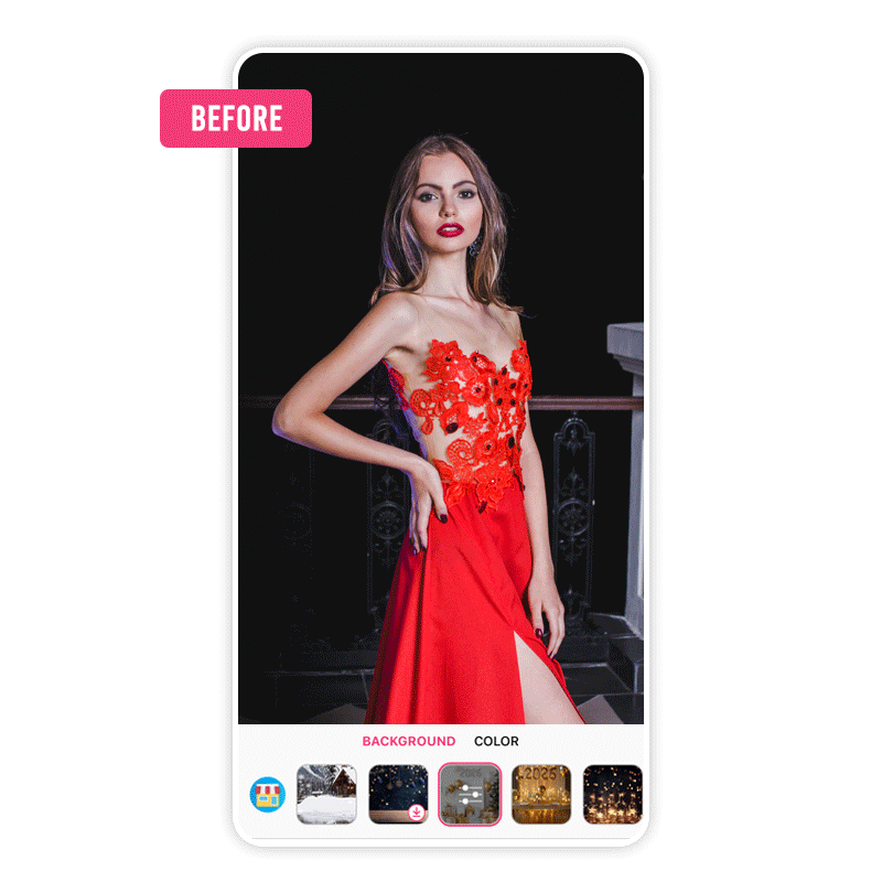 YouCam Makeup has 40+ New Year background images.