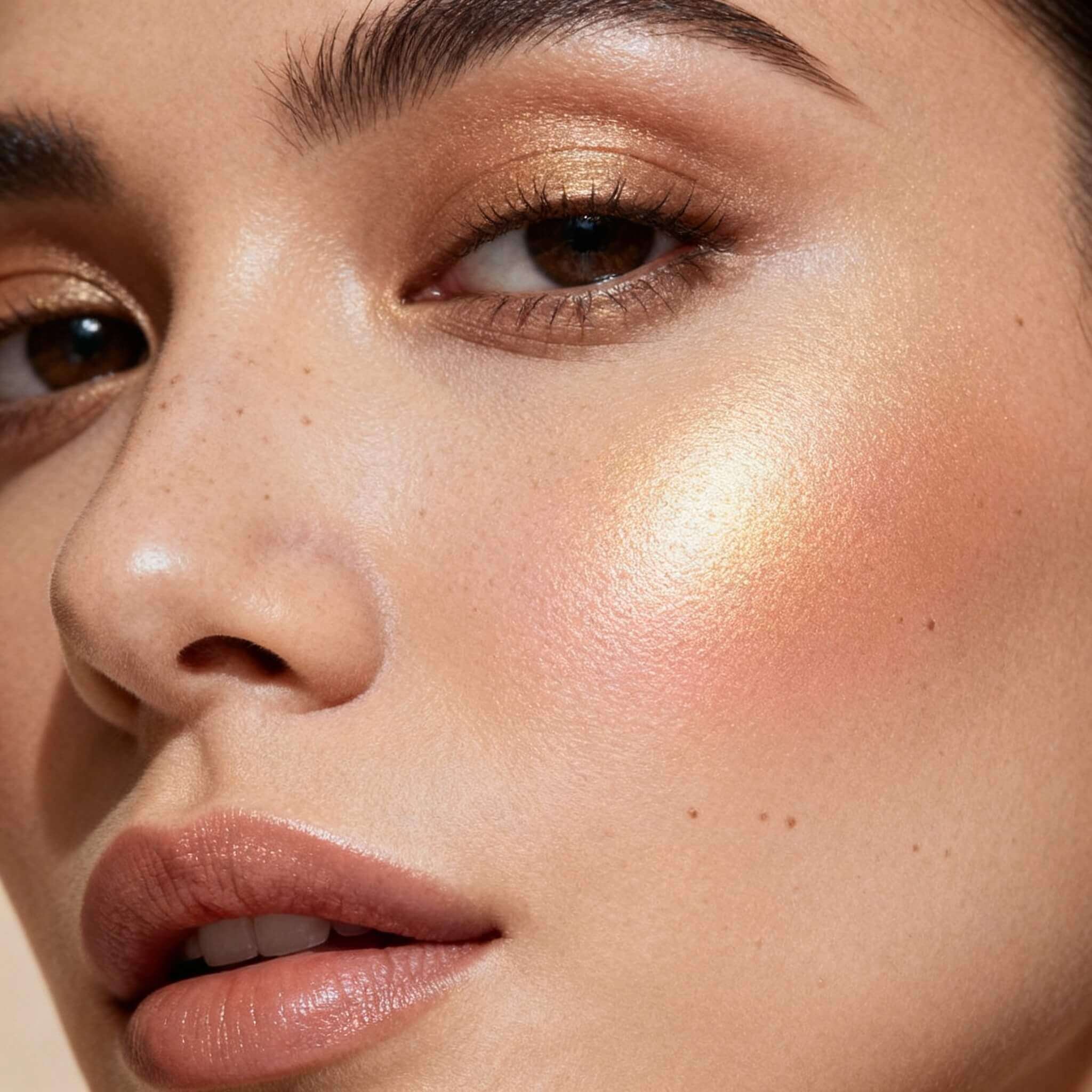 Un bon placement de l’enlumineur sur les joues renforce les contours sans mettre les pores en avant. Un bon placement de l’enlumineur sur les joues renforce les contours sans mettre les pores en avant.