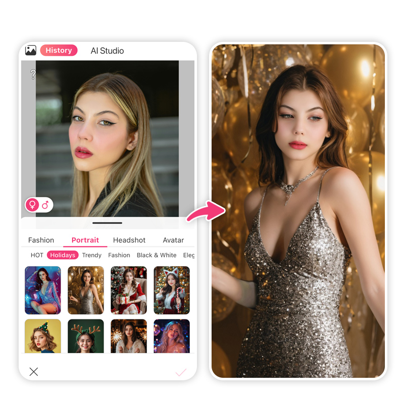 New Year AI Portrait Feature in YouCam Makeup app