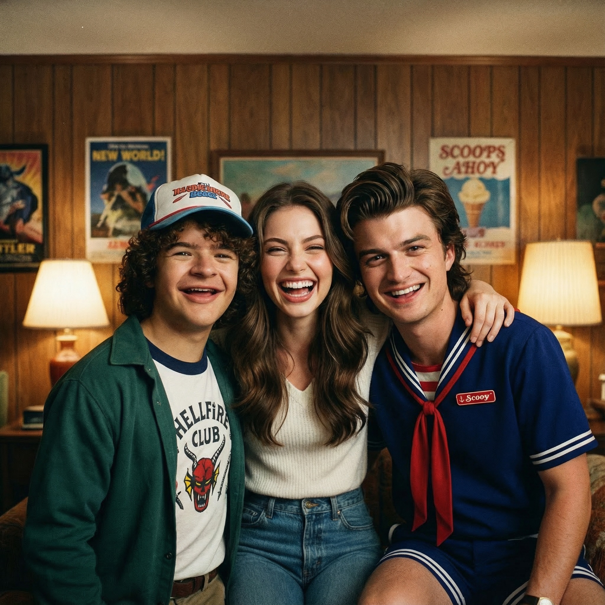 Photo de groupes avec Dustin et Steeve Harrington stranger things IA