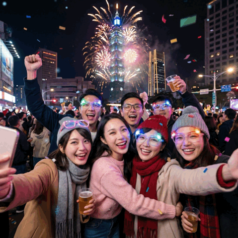 套用動態彩帶、煙火跨年特效 跨年梗圖-元旦快樂圖案-元旦圖案