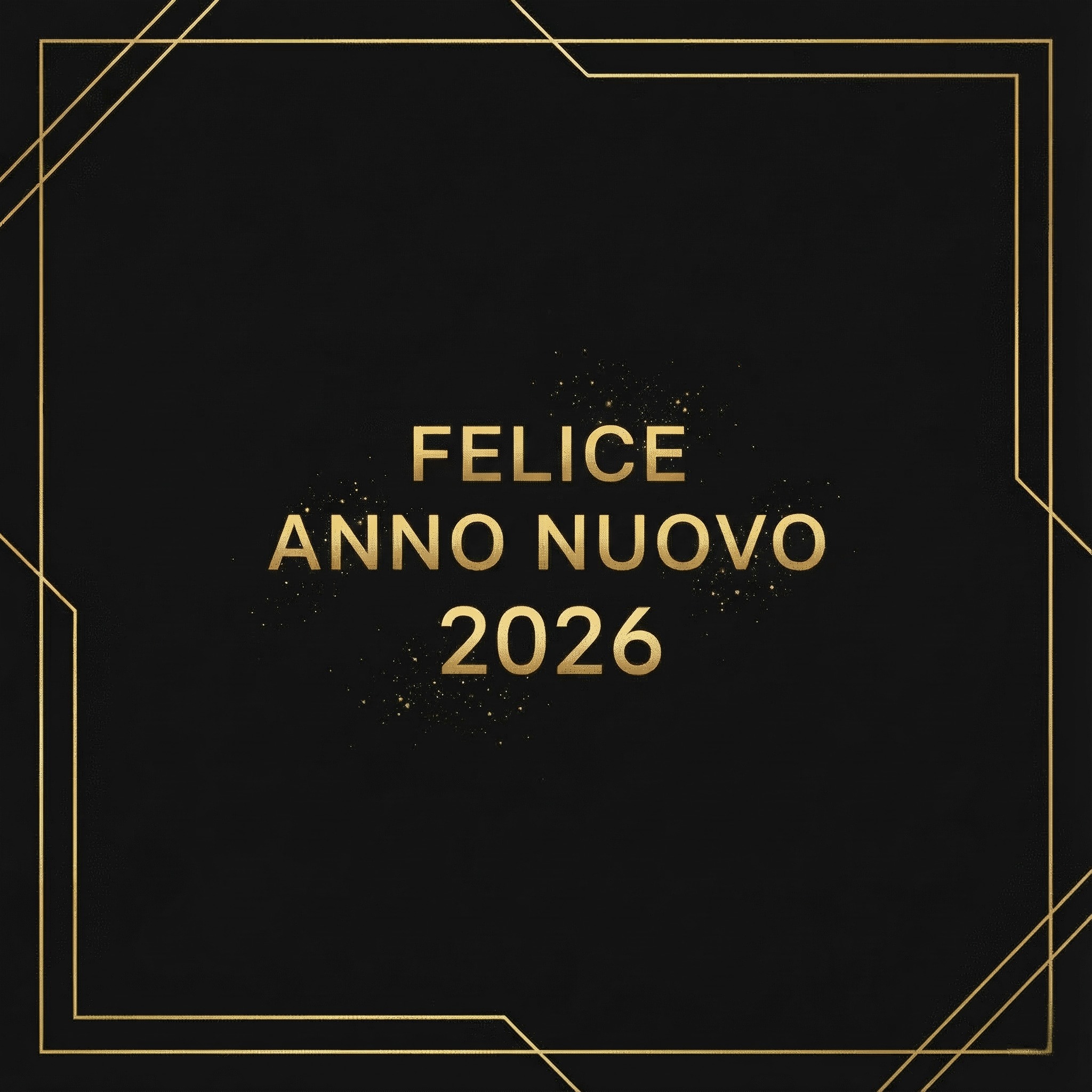 Auguri di Buon Anno con Design Minimal Nero e Oro