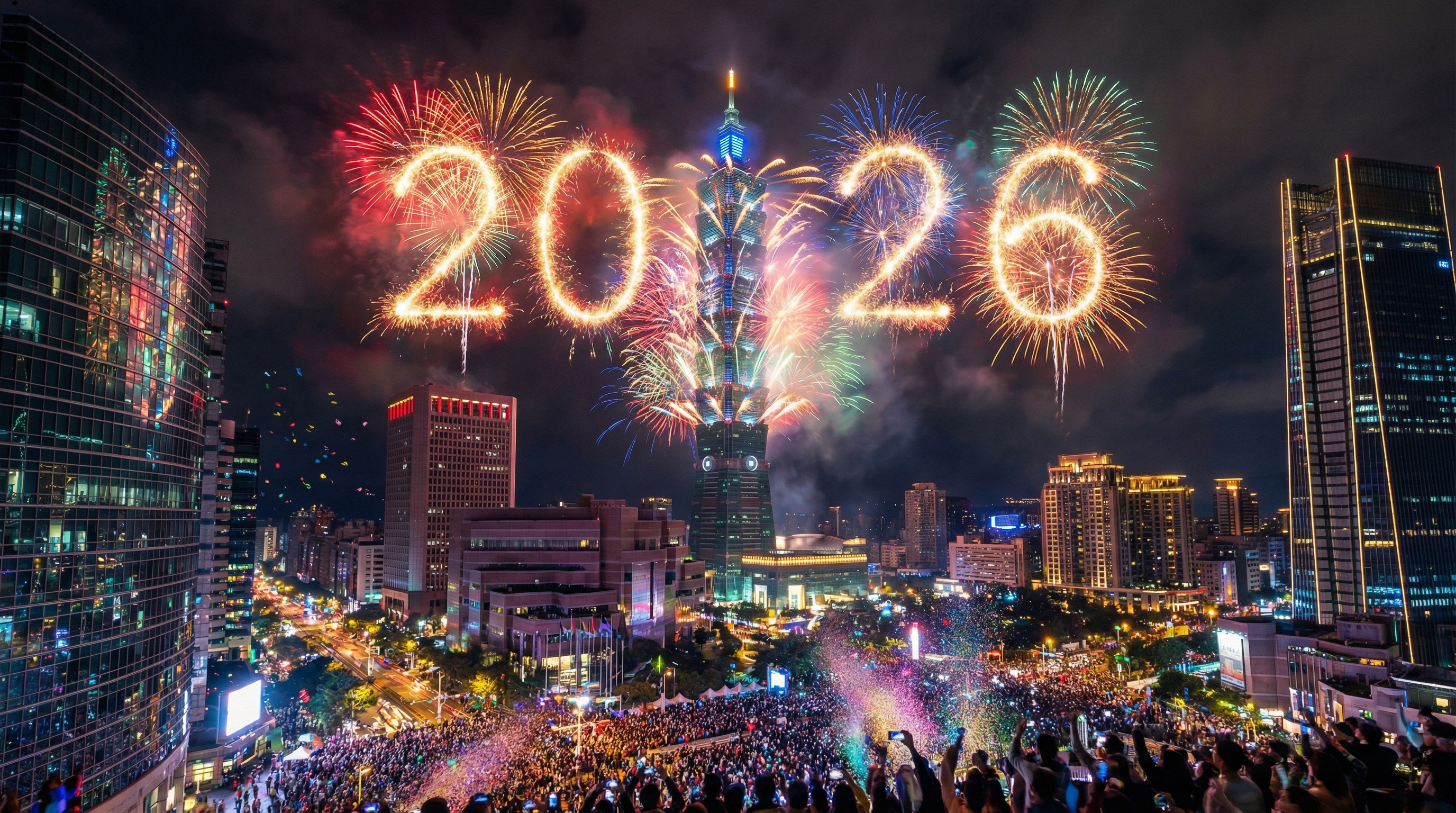 新年快樂圖:寫實城市新年煙火 新年快樂圖:寫實城市新年煙火