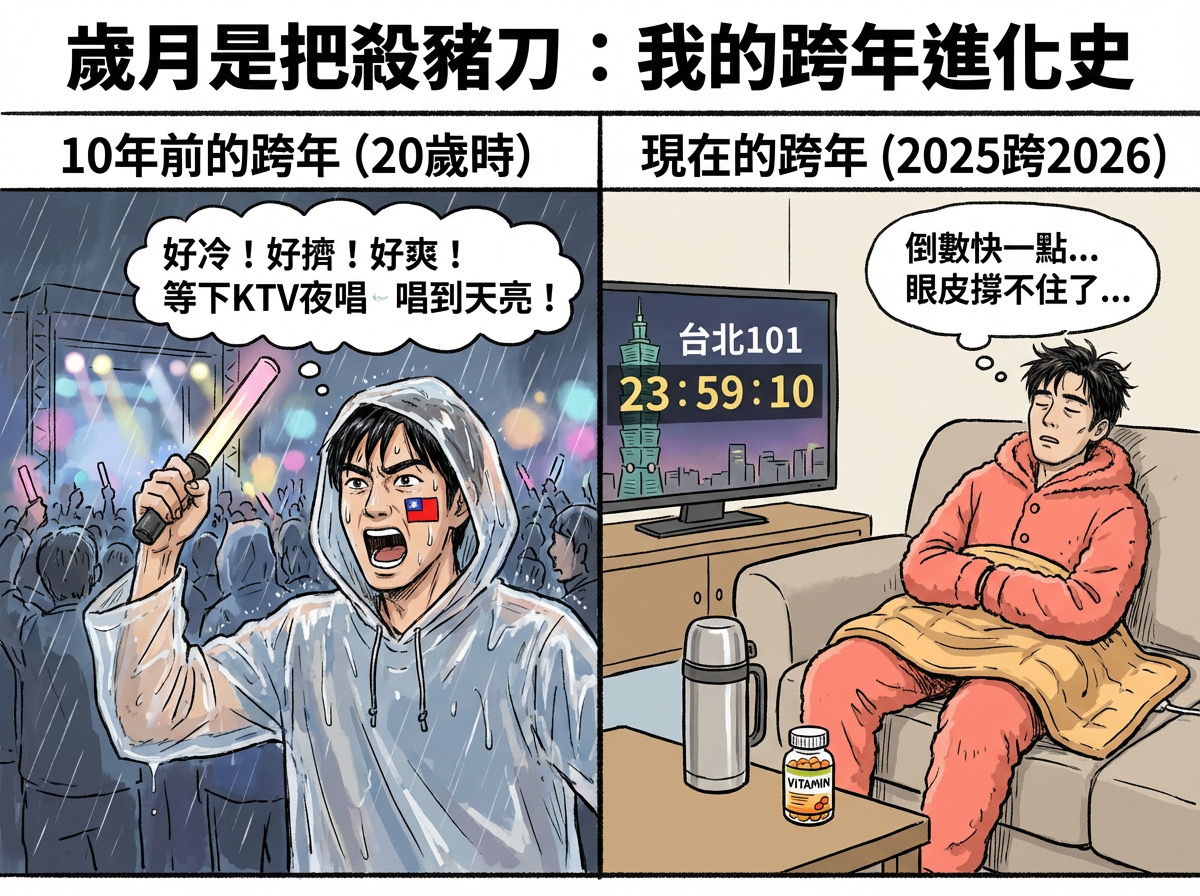 我的跨年進化史 跨年梗圖-元旦快樂圖案-元旦圖案
