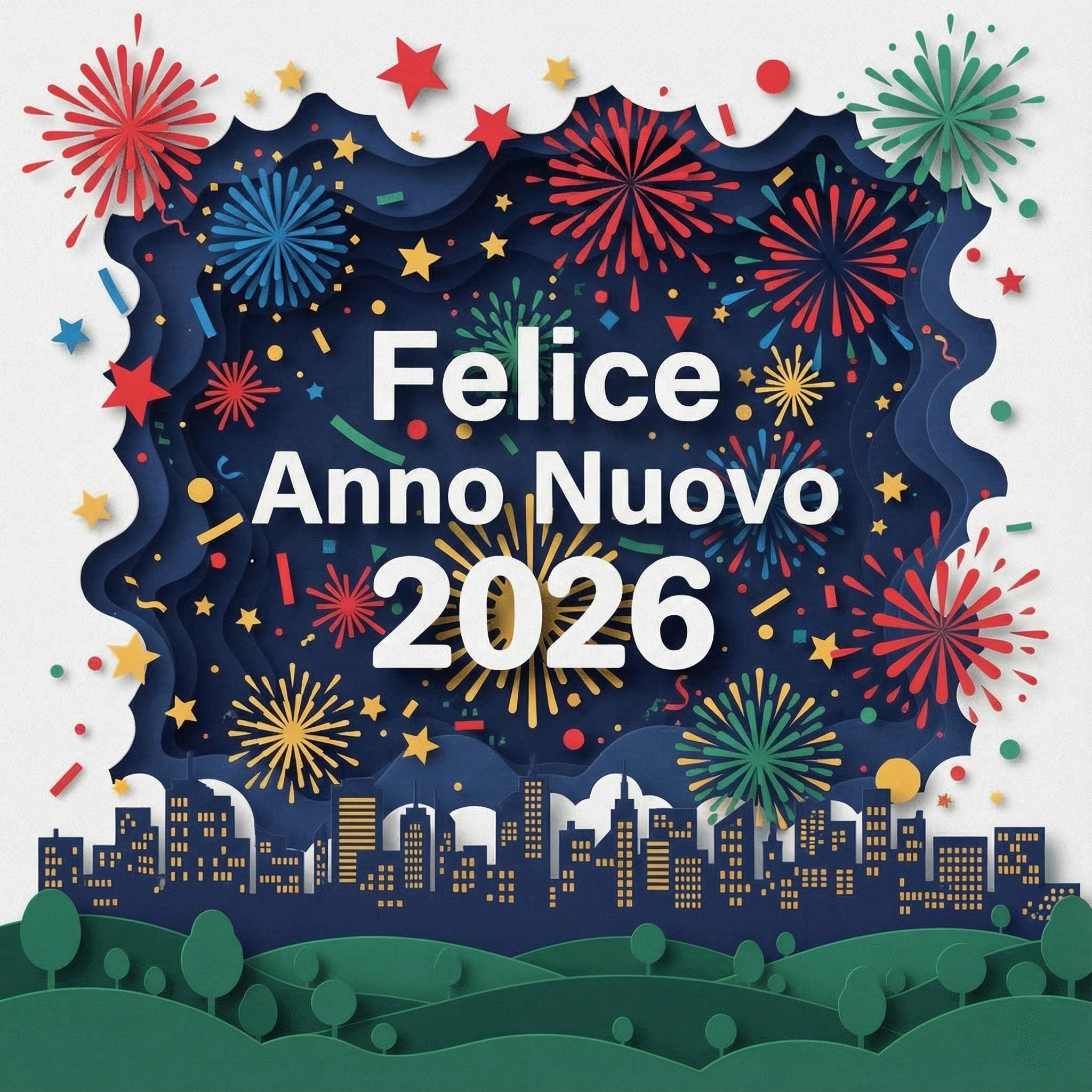 Auguri di Buon Anno in Stile Arte Paper Cut