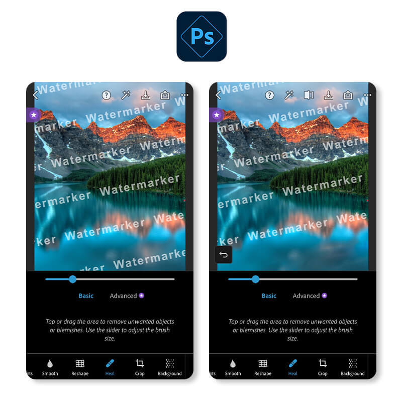 Wasserzeichen entfernen mit Photoshop Express.