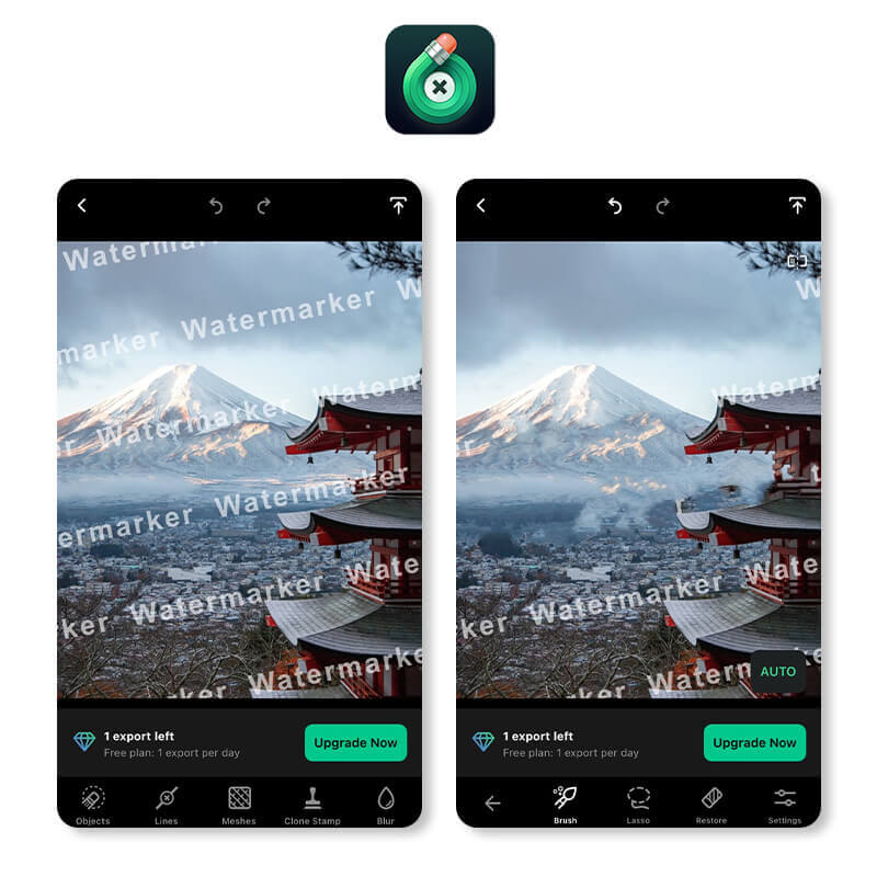 TouchRetouch entfernt Wasserzeichen aus Bildern.