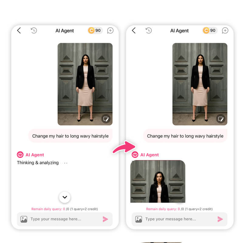 Mulher usando provador virtual para testar estilo de roupa no celular