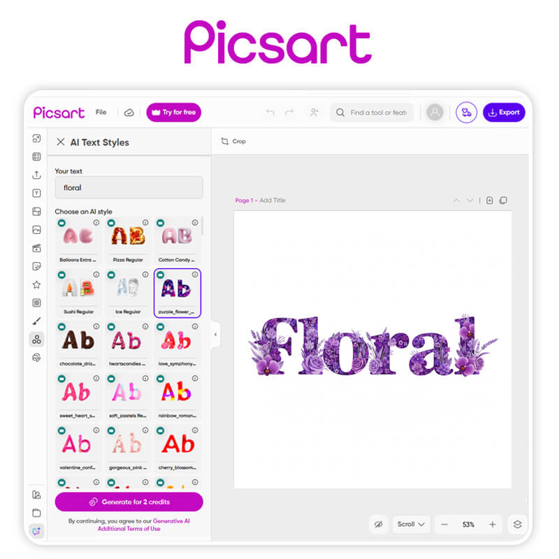 Picsart Font Generator