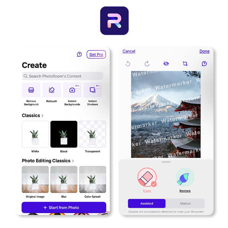 Die Watermark Remover App PhotoRoom.
