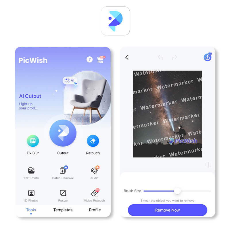 Wasserzeichen entfernen mit PicWish.