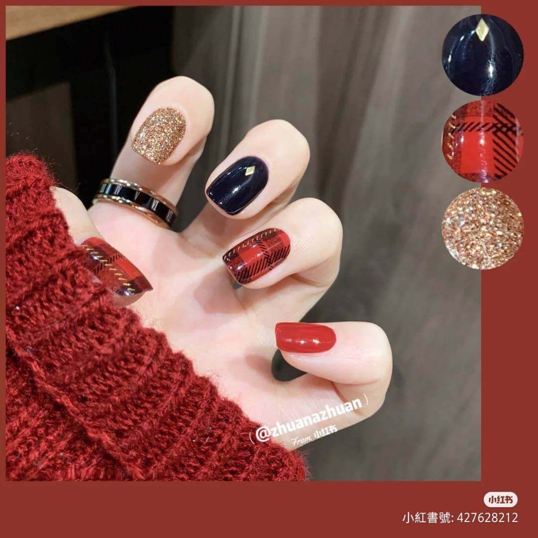 過年美甲:蘇格蘭格紋 過年美甲:蘇格蘭格紋