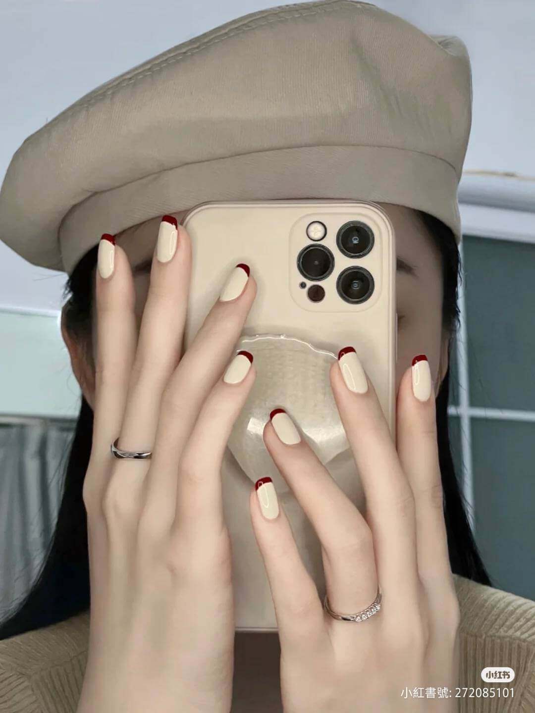 過年美甲:奶油法式 過年美甲:奶油法式