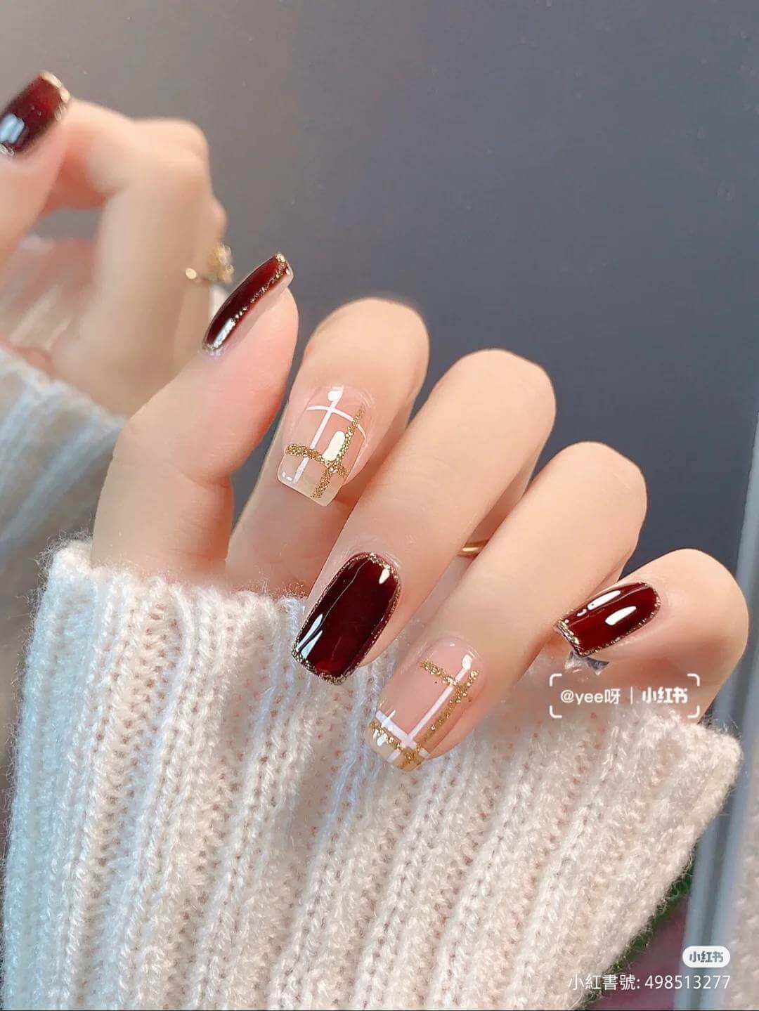 過年美甲:氣質格紋 過年美甲:氣質格紋