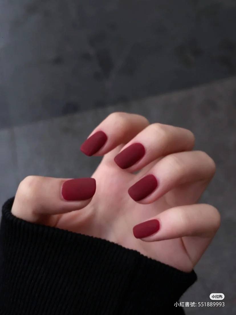過年美甲7:質感霧面紅 過年美甲7:質感霧面紅