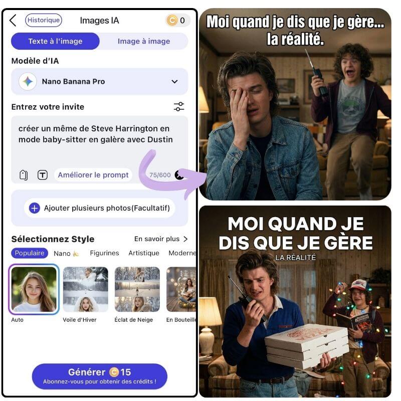 Créer meme stranger things