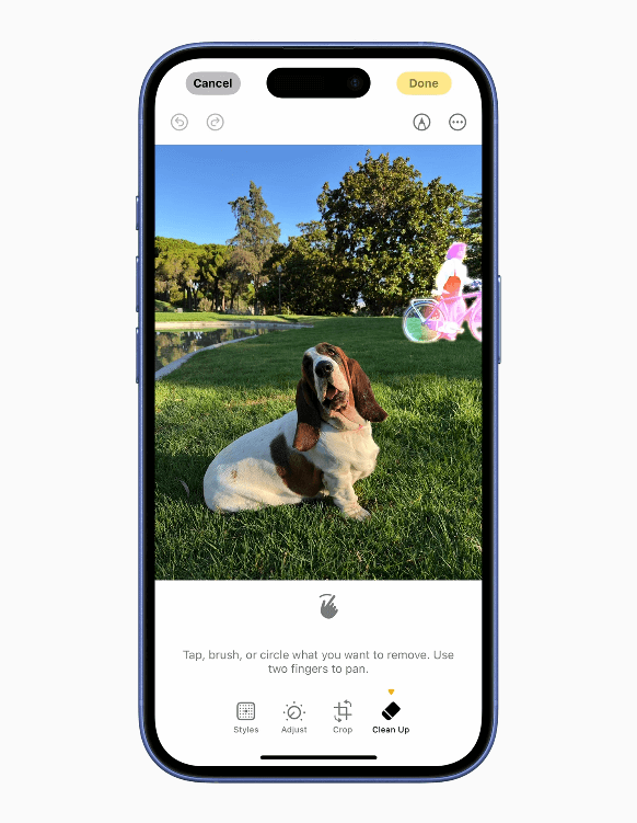 Das 'Clean Up'-Tool, Apples neuer Foto-Radierer im iOS 18 Update.
