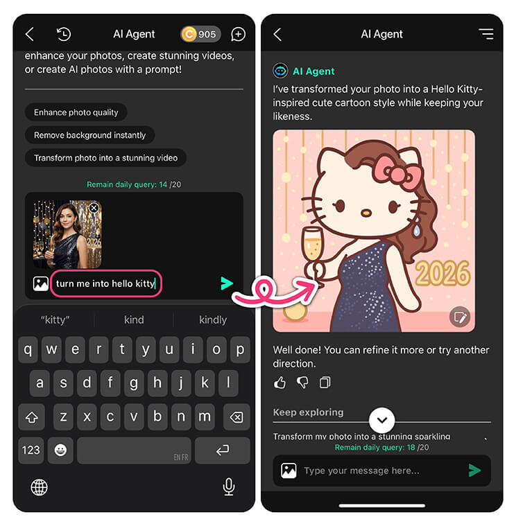 Generate and save your new Sanrio-powered photo.