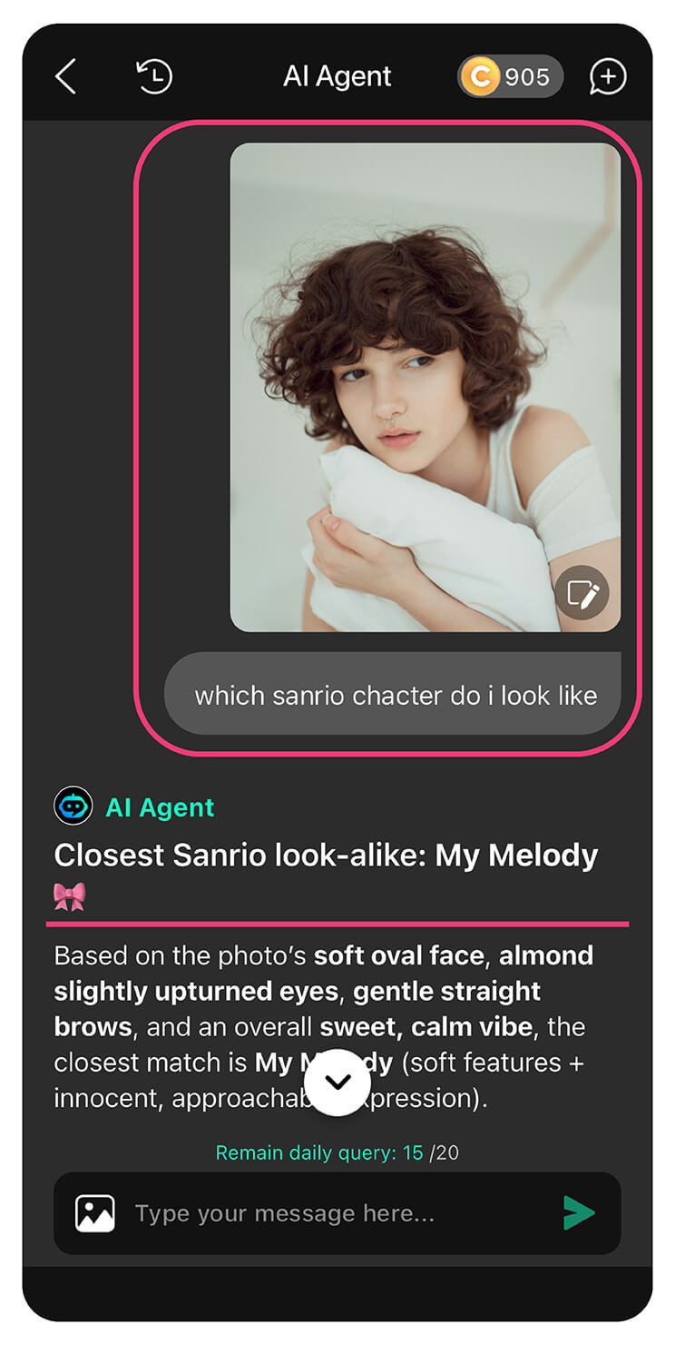 Ask AI Agent which Sanrio character do you look like