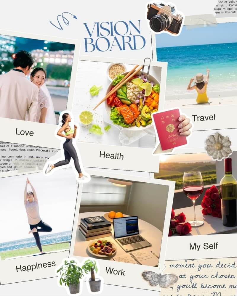 完成したおしゃれな2026年のビジョンボード