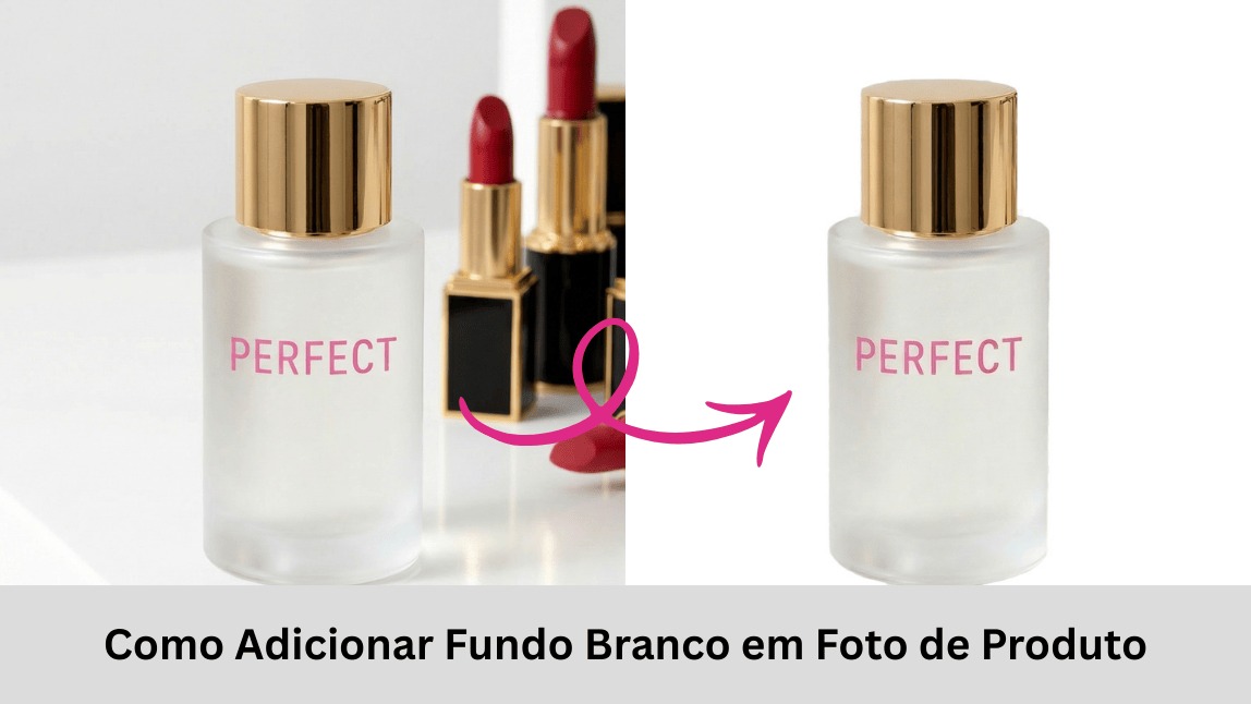 Antes e depois de um produto cosmético com fundo removido e fundo branco profissional no YouCam Perfect.