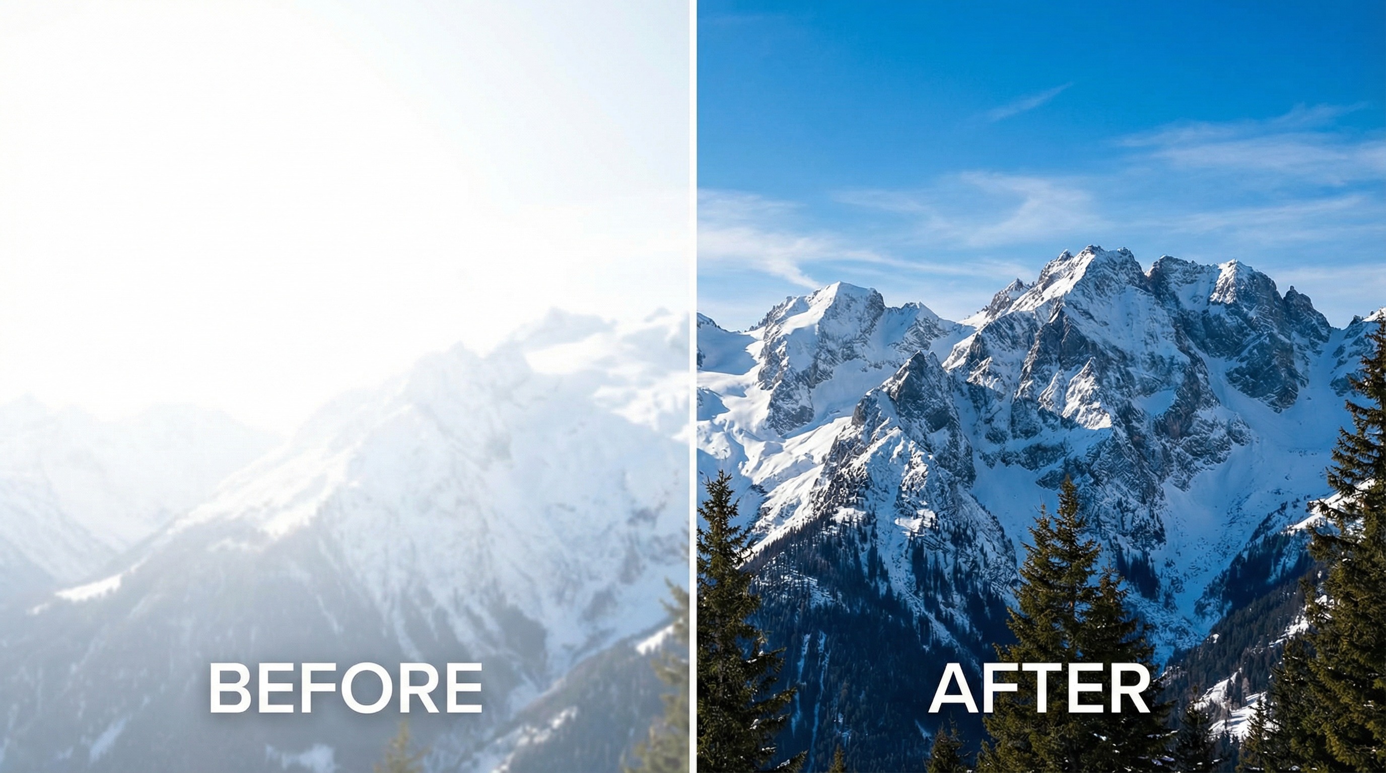 Overexposed Photo Snow Mountains Fixed