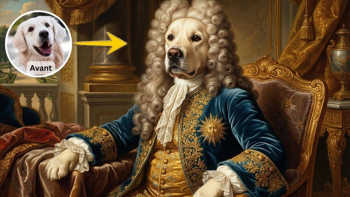 Portrait animal en roi / portrait chien roi