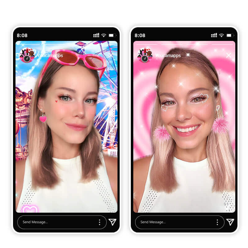 Instagram Story Idea: Pink Selfie Filters