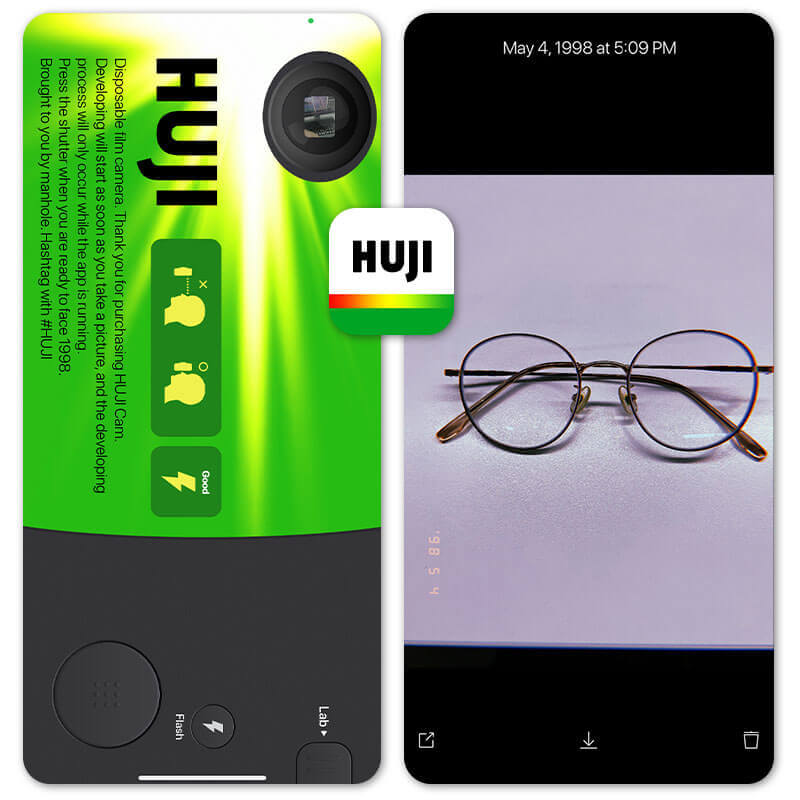 Huji Cam app interface