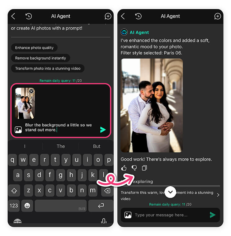 Make natural, effortless edits to your couple pregnancy photoshoot using YouCam Perfect app.