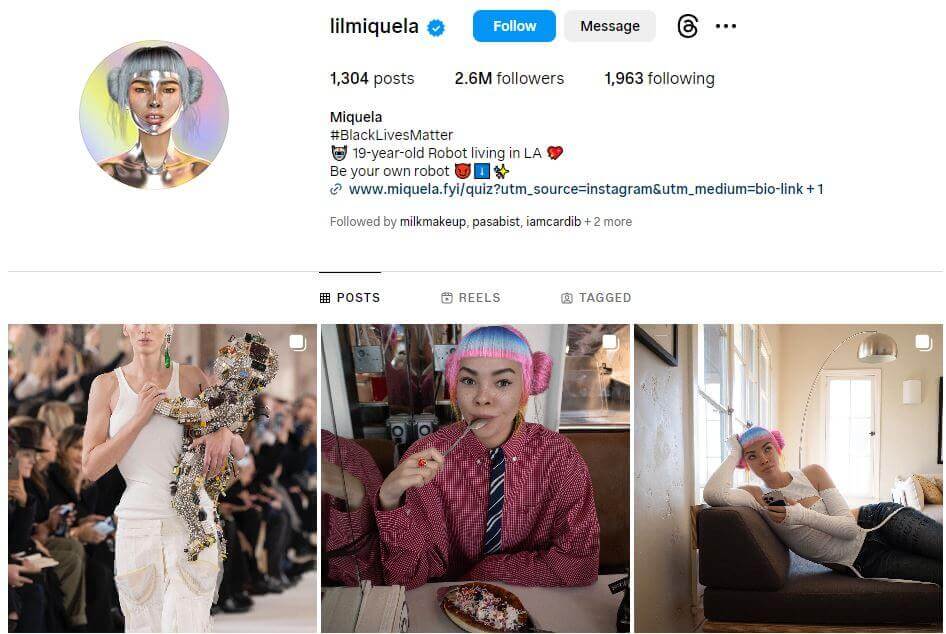 The most popular AI influencer: Miquela