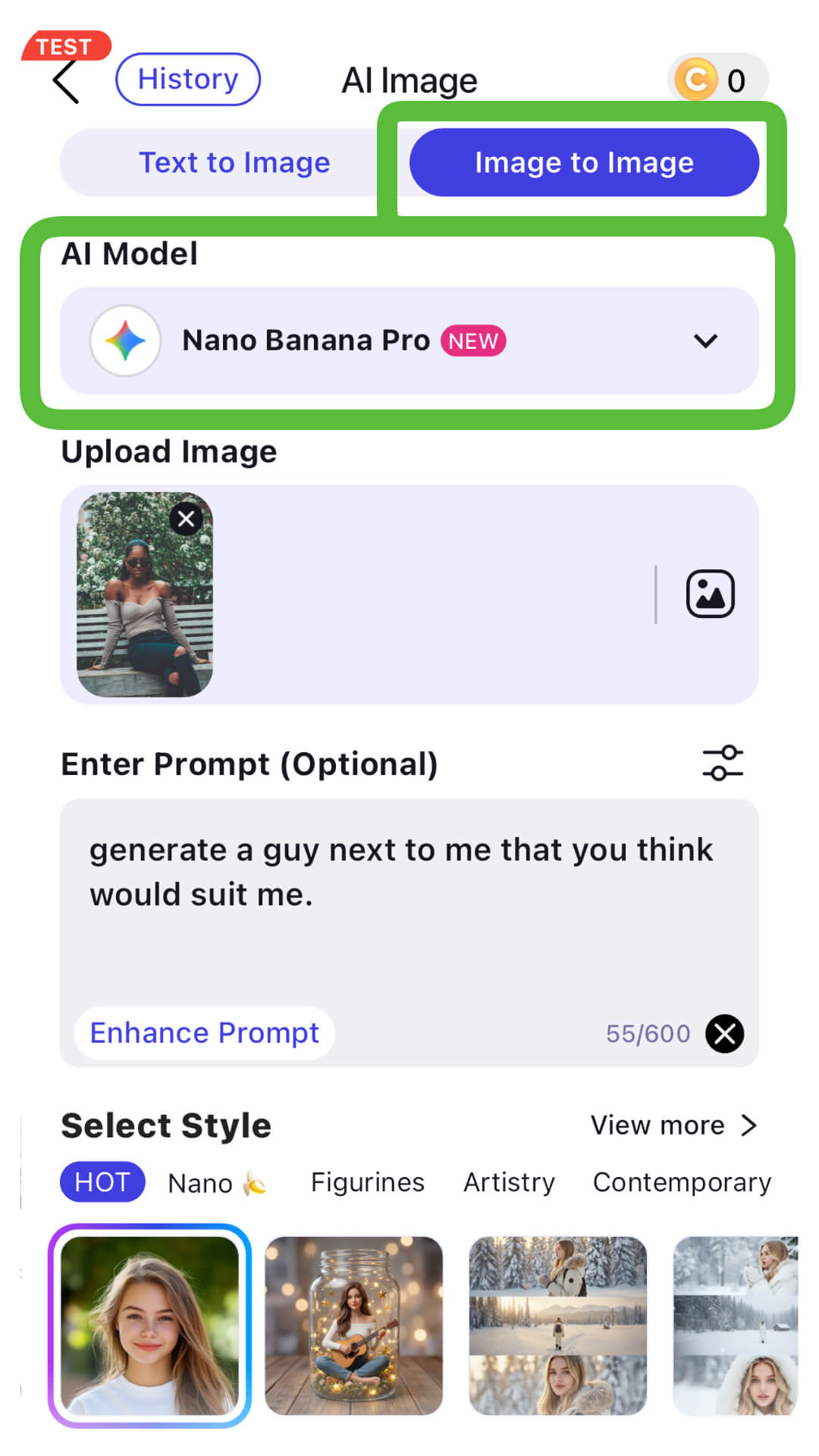 Selecionando modelo de IA realista