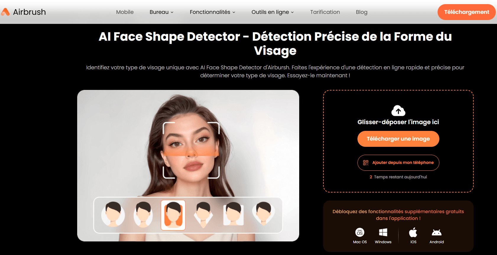 Airbrush : detecteur forme de visage IA en logiciel