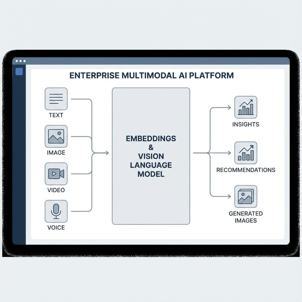 how multimodal AI works vision language model embedding diagram