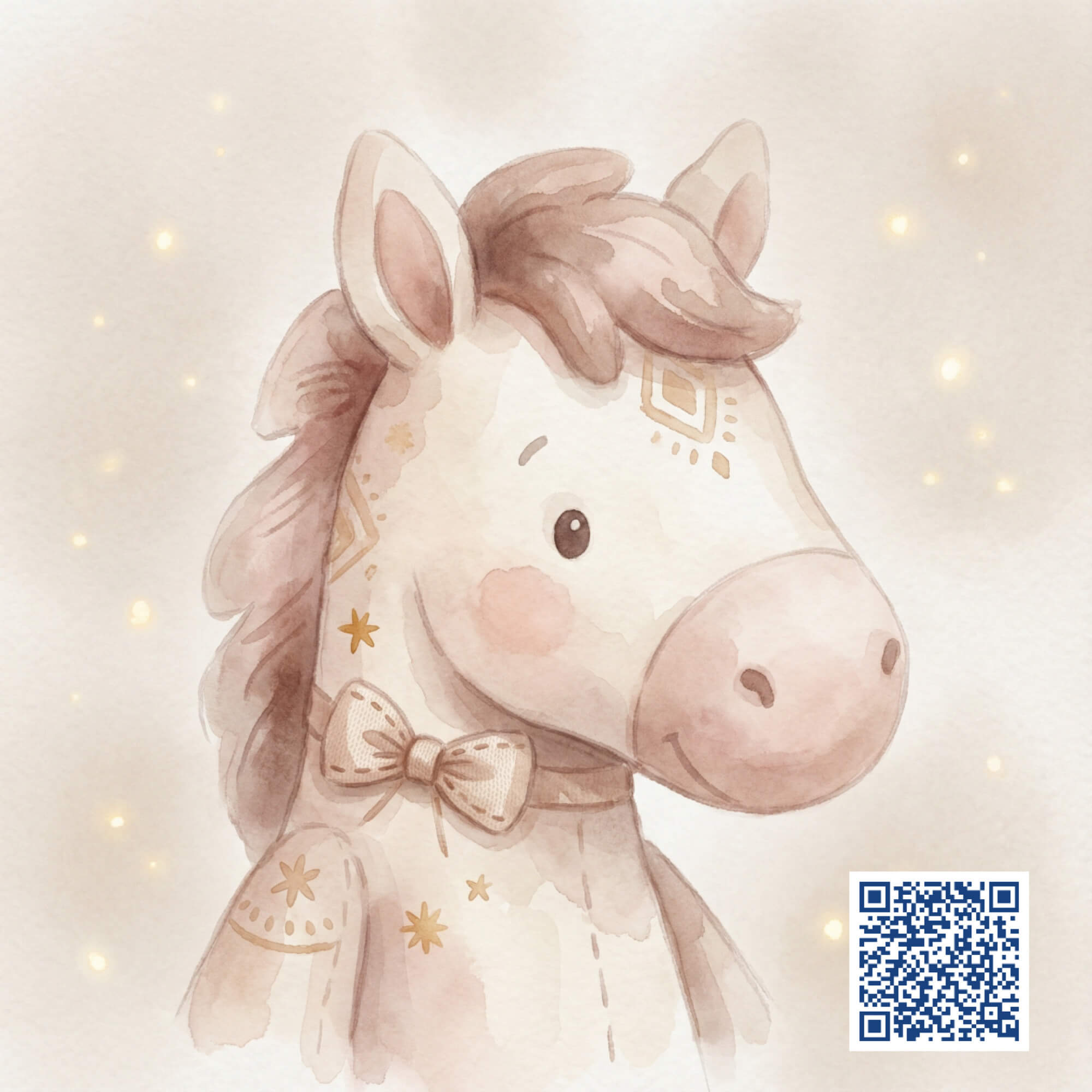 新年祝福圖範本六:莫蘭迪水彩馬年祝福圖 新年祝福圖範本六:莫蘭迪水彩馬年祝福圖