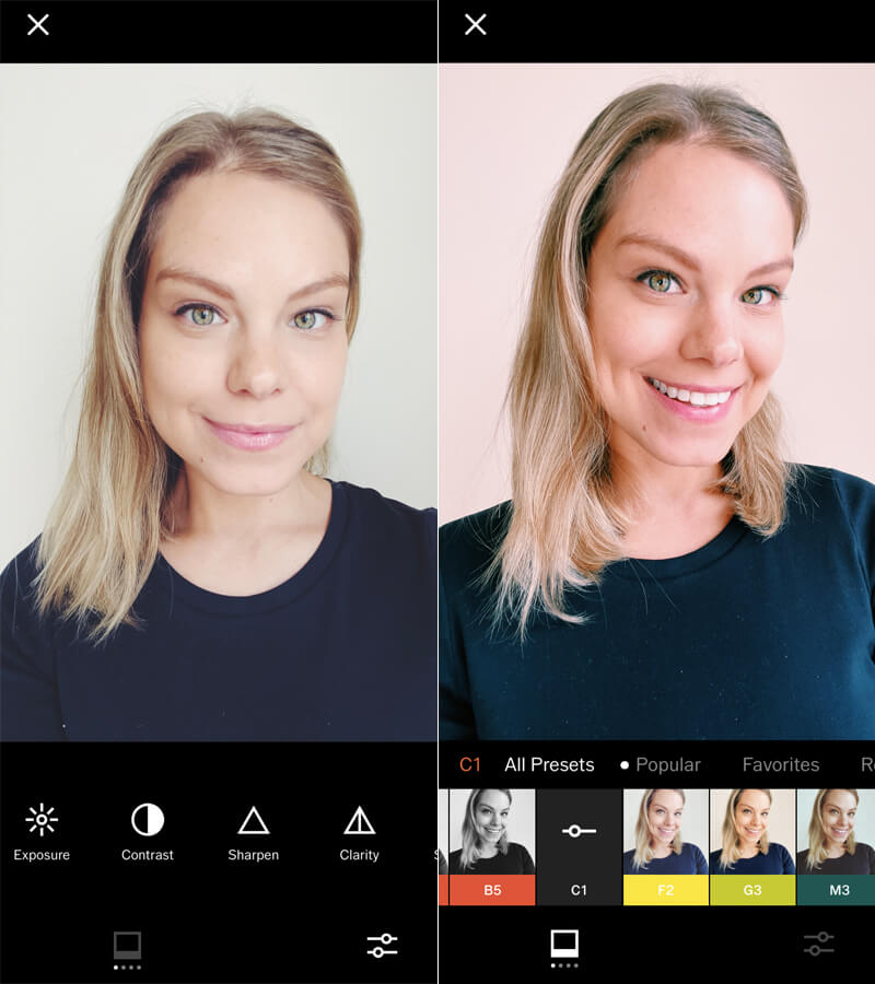 Best Face Editing App for iOS and Android: VSCO