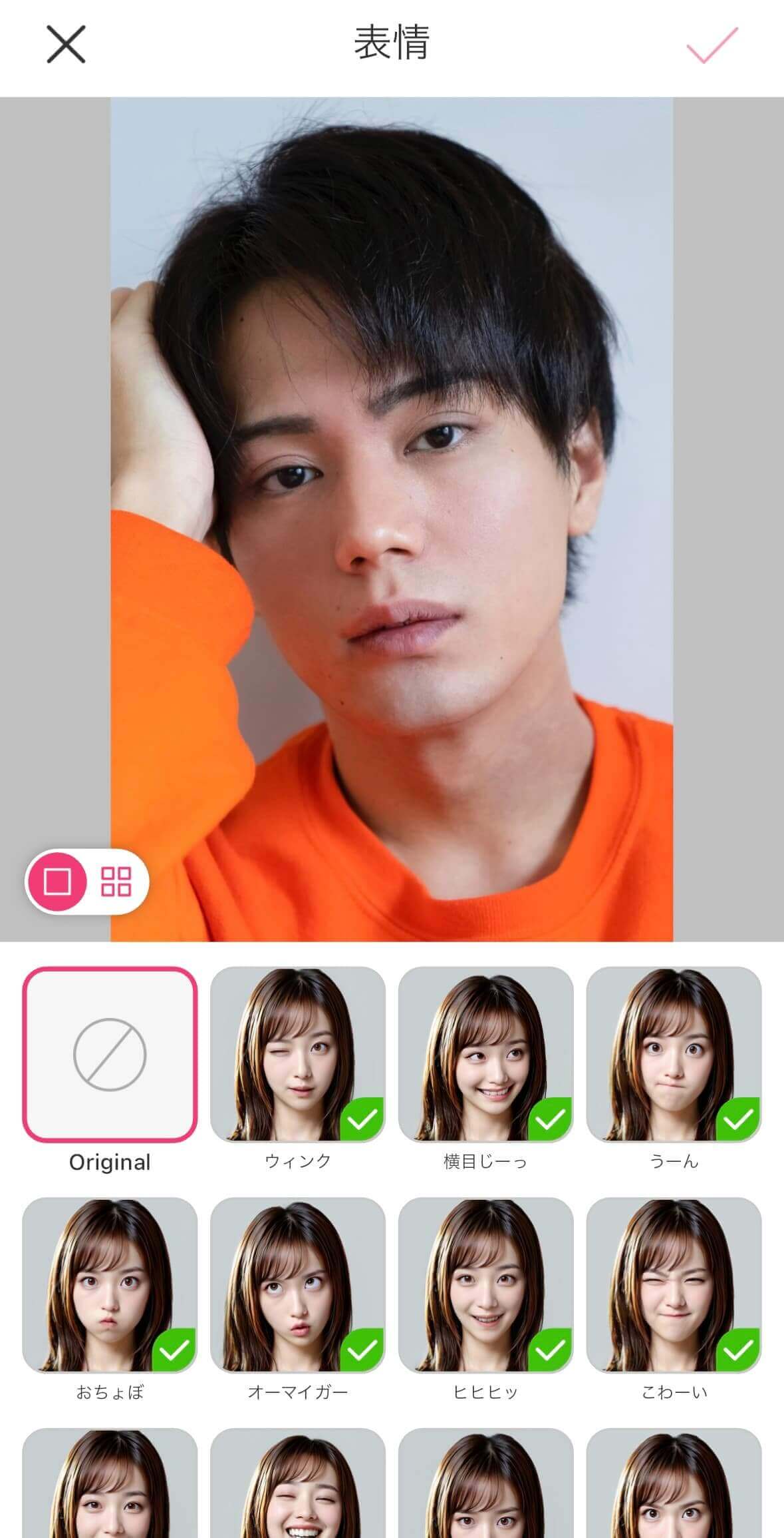 この顔を【表情】機能で変えると…