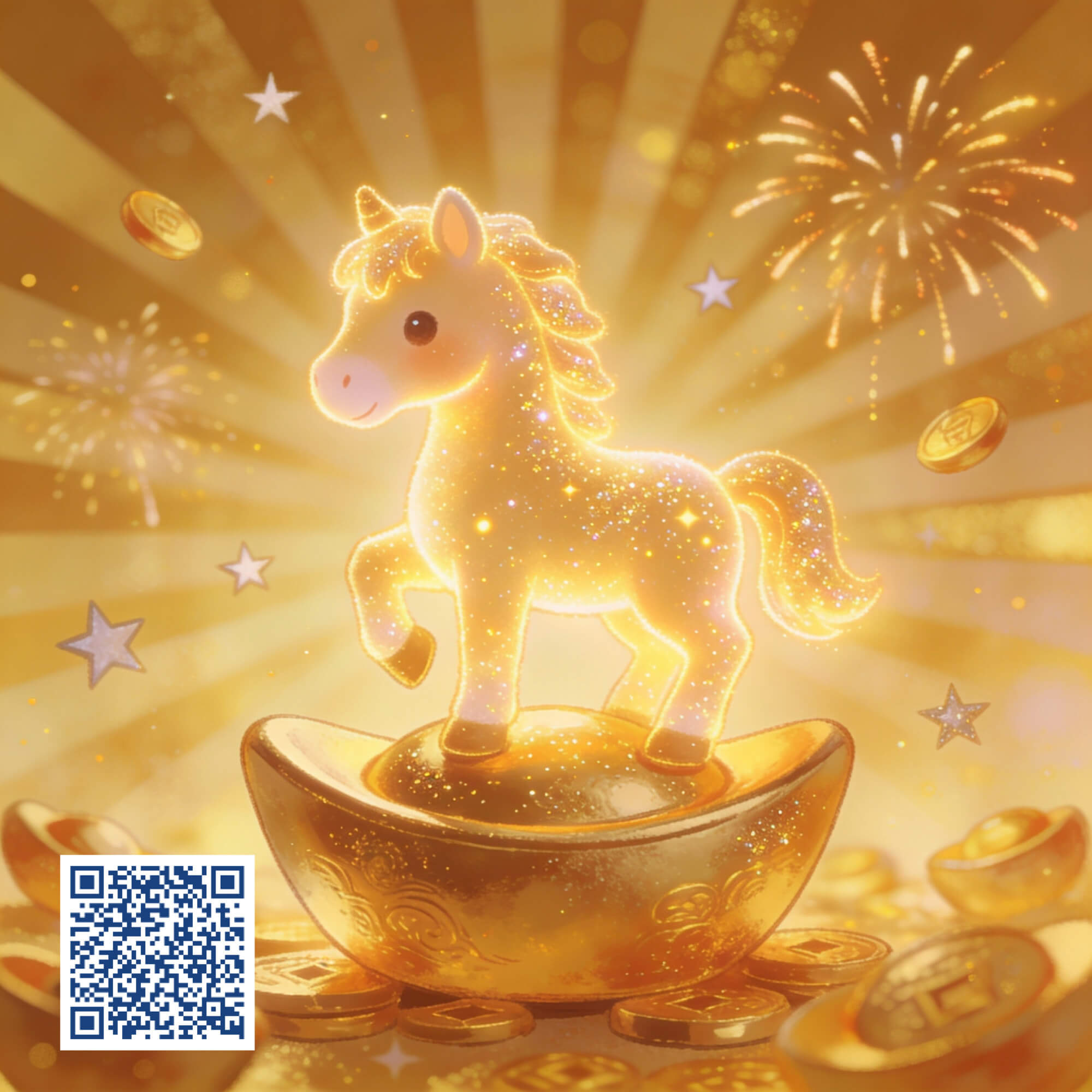 新年祝福圖範本一:金躍福馬快樂圖 新年祝福圖範本一:金躍福馬快樂圖