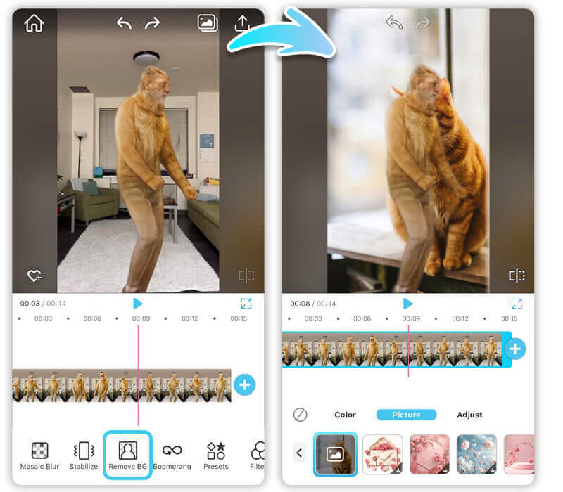 Gestalte deine Videos mit lustigen Effekten von Youcam Video.