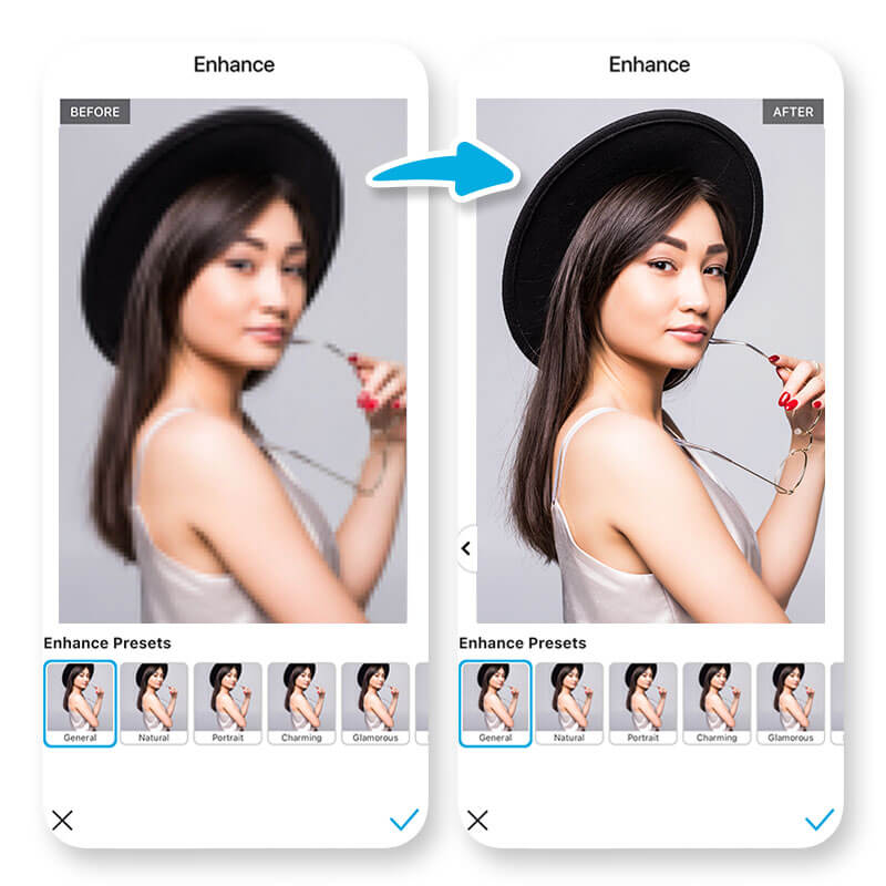 Enhance photo quality instantly with AI Enhance.