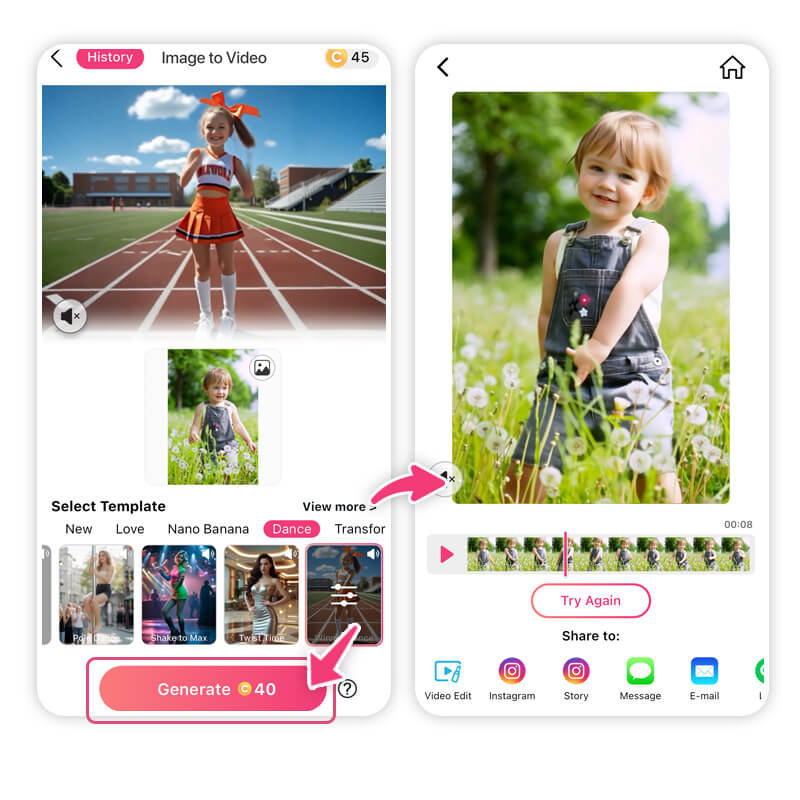 Create an AI baby dancing video with YouCam Makeup Image to Video