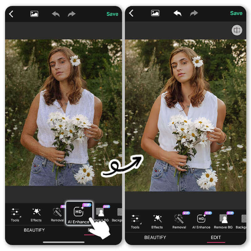 Photo Enhance Funktion von YouCam Perfect
