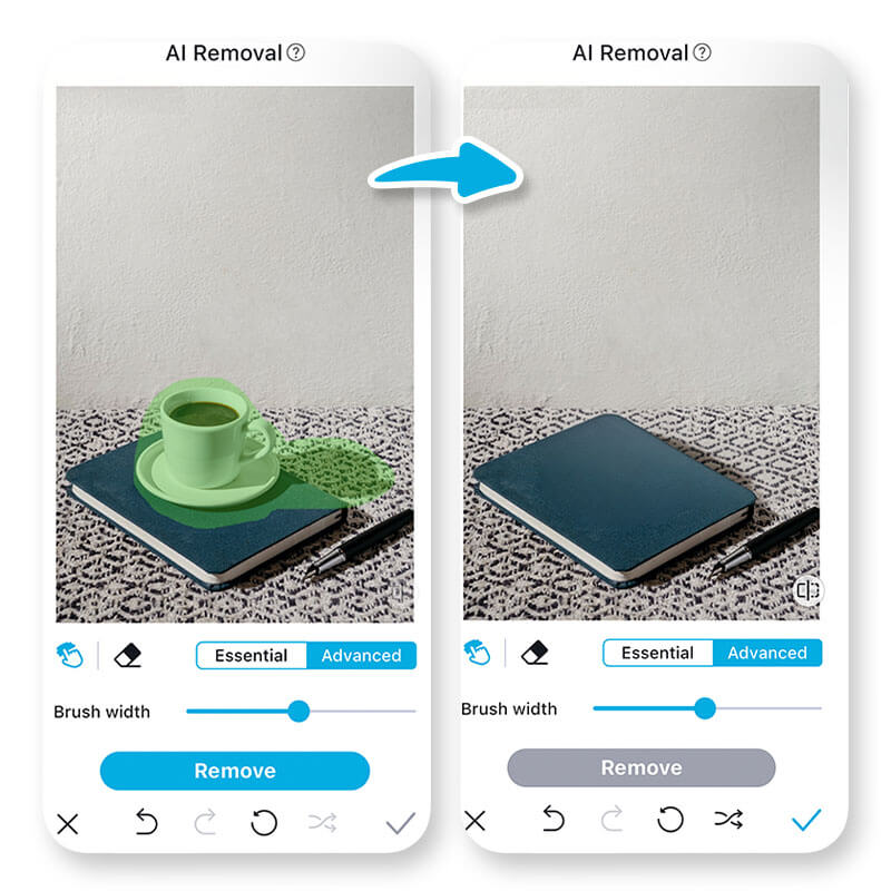 Use AI Object Removal tool to enhance photo quality.
